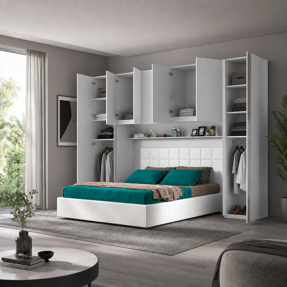 Armoire-pont couleur blanc frêne 288x236H cm - Ettore