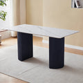Tavolo rettangolare con piano in ceramica bianco lucido e struttura nera Megalit