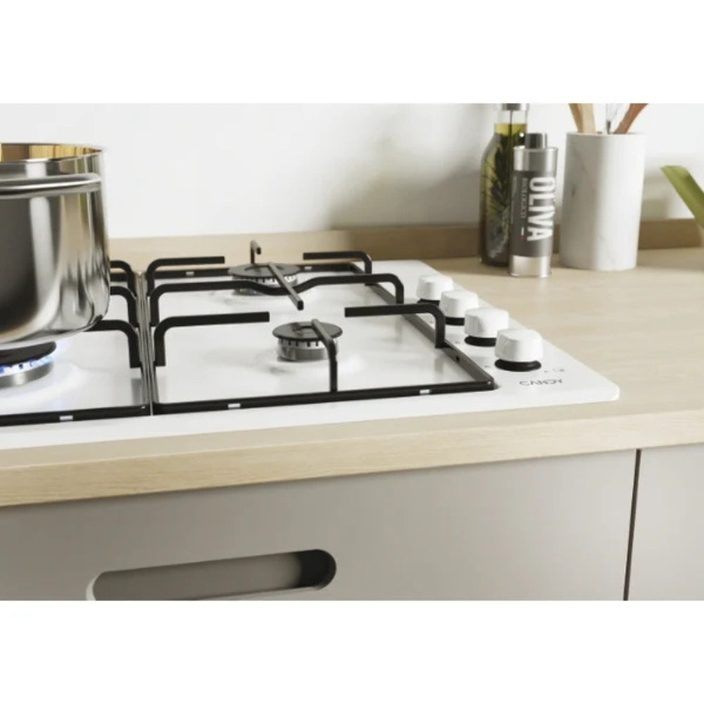 Piano cottura a gas 4 zone manopole laterali bianco Candy CHW6LBB