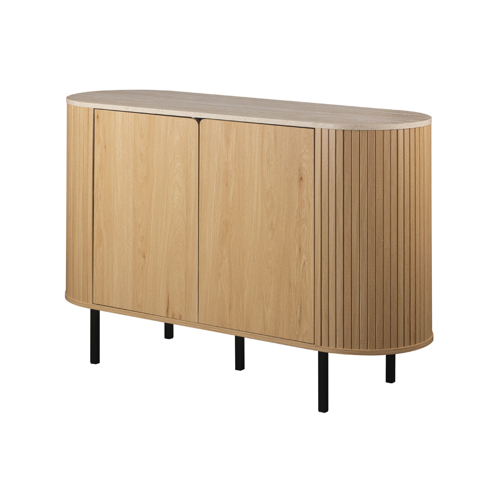 Madia colore rovere oak con top effetto travertino e laterali listellati 120 cm Fabia01A