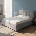 Letto una piazza e mezza con contenitore Ascoli 140x208x127H tessuto Enjoy colore grigio