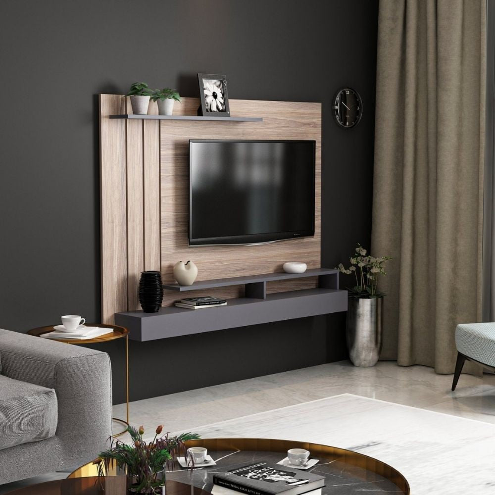 Parete porta tv Lawrance 157 noce particolari antracite
