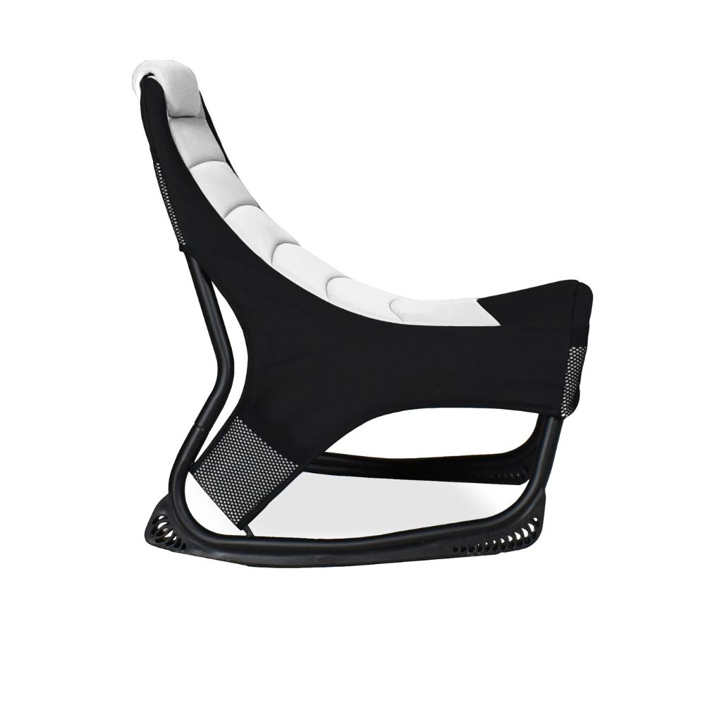 Sedia poltrona gaming in tessuto con base curva colore bianco e nero - Kordi