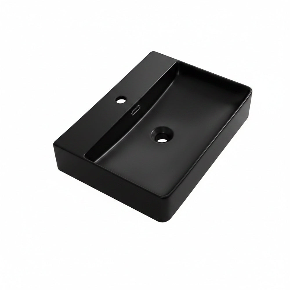 Lavabo d'appoggio in ceramica nero opaco 60x42x13H 9555