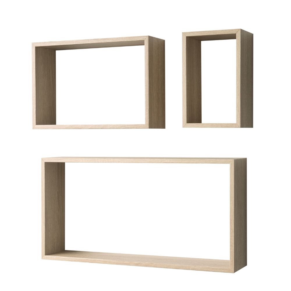 Set 3 mensole da parete forma rettangolare colore rovere sonoma Shelvy Rec