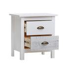Comodino in legno massiccio colore bianco e grigio 46x35x49,5H cm - Romantica