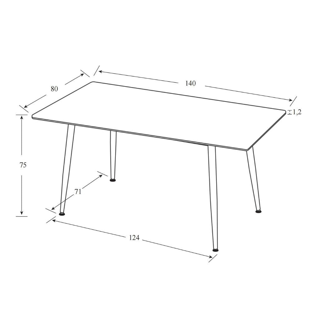 Tavolo con top in ceramica effetto marmo nero opaco 140x80 cm - Mila