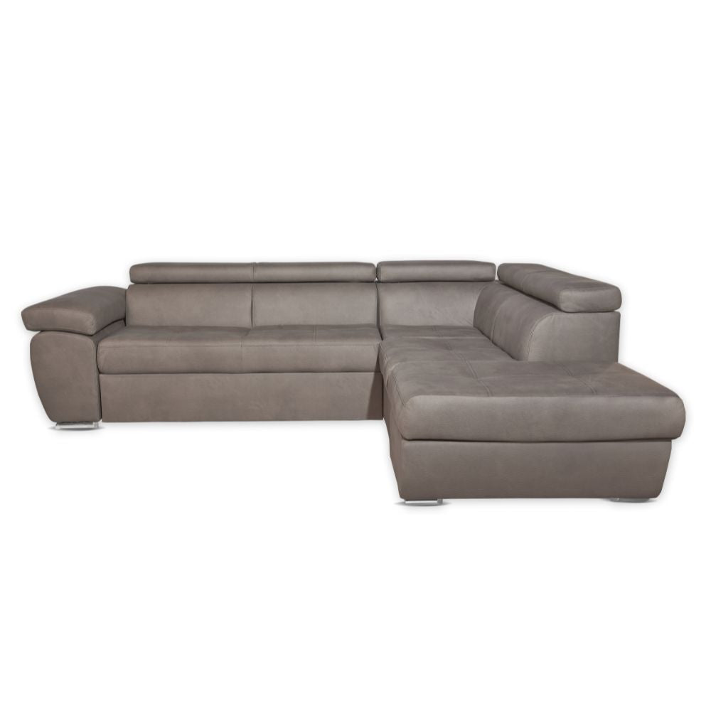 Divano letto angolare con penisola destra colore grigio elephant - Fiona