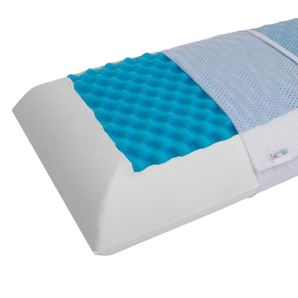 Oreiller en mousse à mémoire de forme avec insert en gel et taie d'oreiller amovible 72x42x15H cm