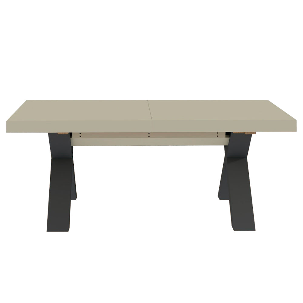 Tavolo allungabile 180 cm con piano cashmere e gambe incrociate antracite Milonga480
