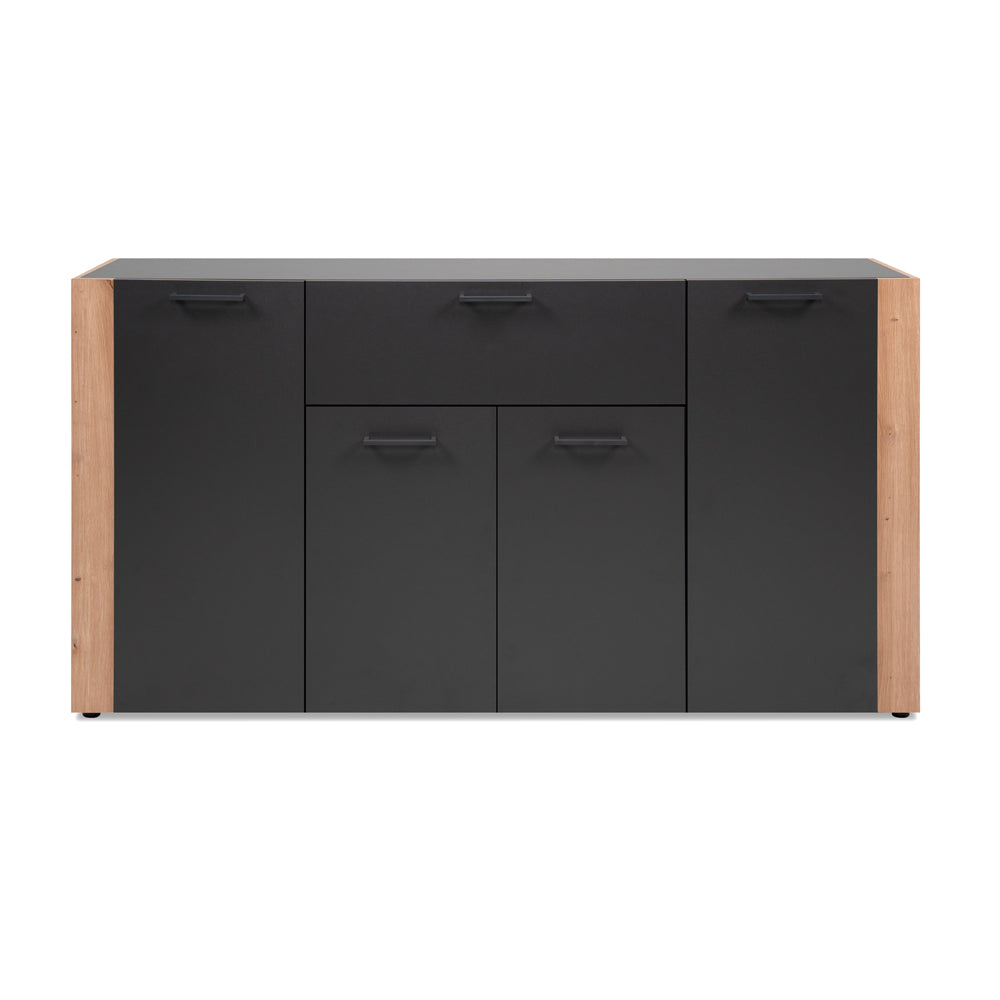 Madia 4 ante e 1 cassetto colore antracite con laterali in rovere artisan 162 cm Cento51A