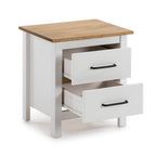 Table de chevet 2 tiroirs en pin massif blanc Miranda