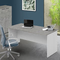 Bureau de direction couleur ciment et blanc frêne 180x80 cm - Leski