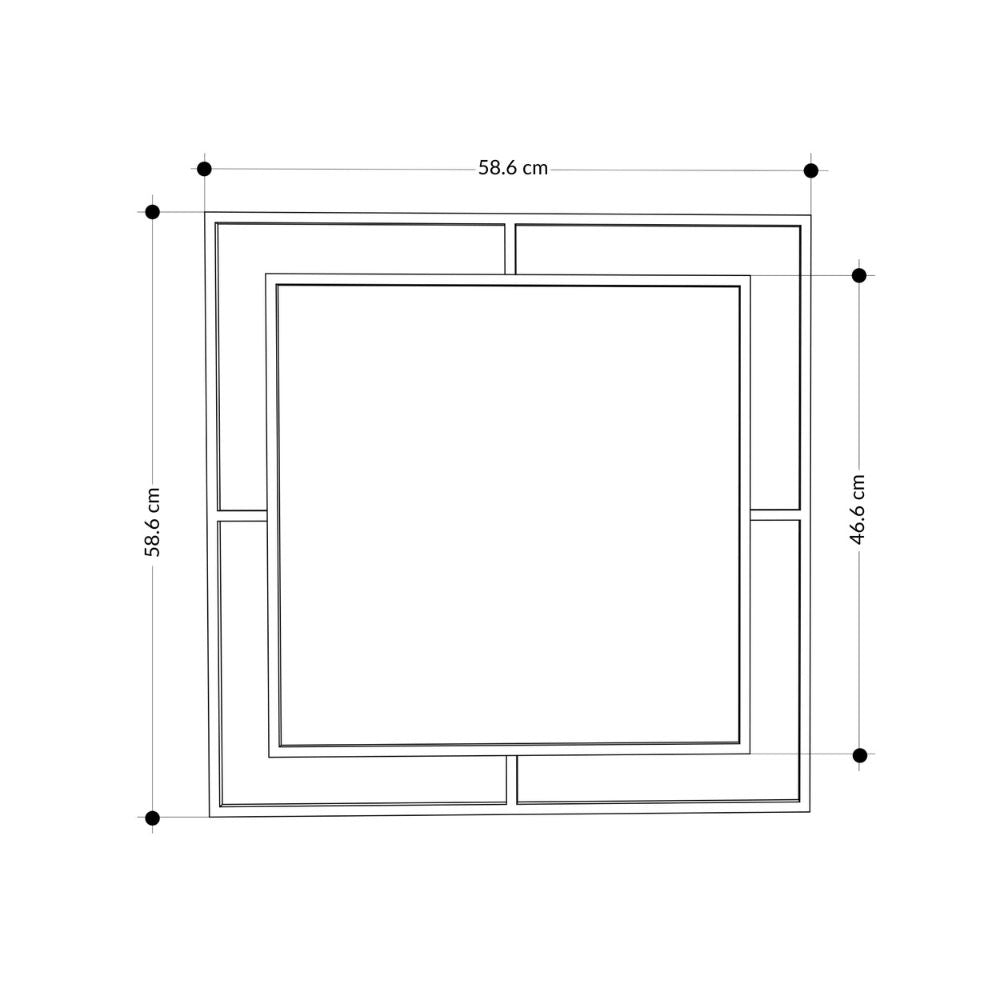 Specchio quadrato 58x58 cm con doppia cornice in metallo colore oro - Corner