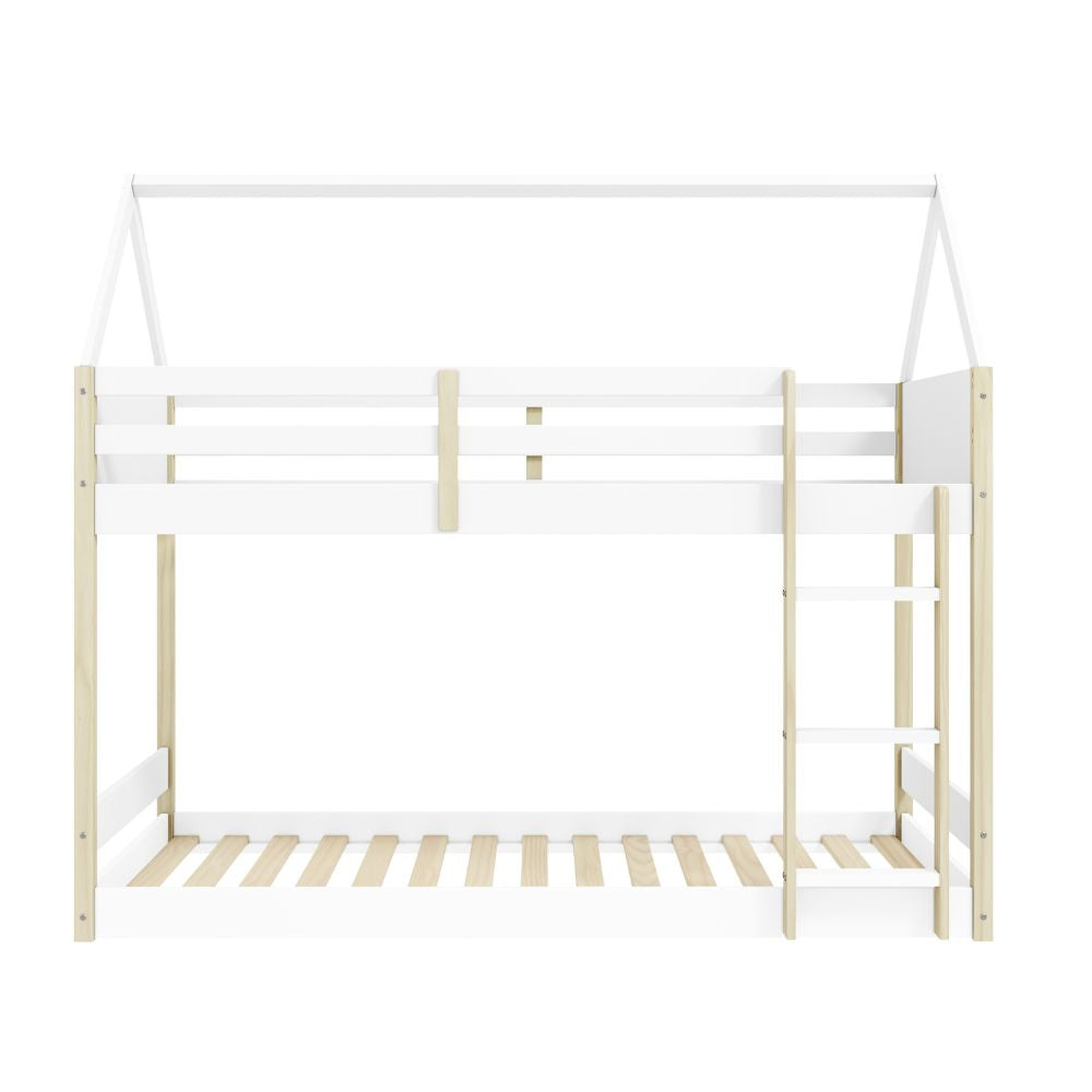 Letto a castello a forma di casetta in legno colore bianco - Monteido