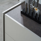 Chambre à coucher complète avec armoire à miroirs couleur gris perle et oxyde gris - Mirya