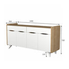 Madia in legno con quattro ante colore cemento 140 cm Sila