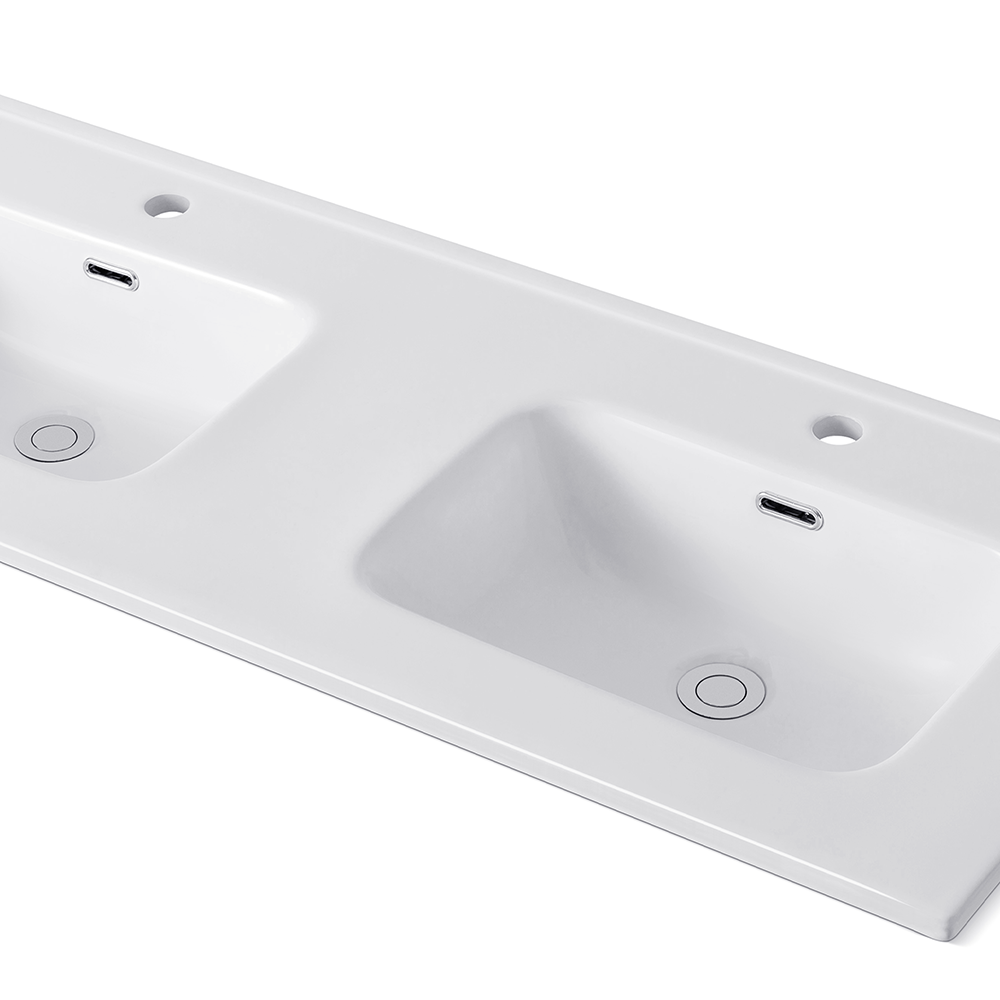 Lavabo consolle da appoggio 141x46 cm in ceramica bianco lucido LAV9140DS