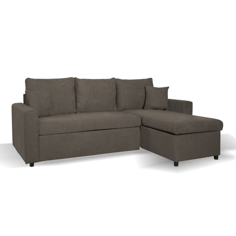 Divano angolare con penisola reversibile Golf e letto estraibile tessuto Enjoy 9 Khaki