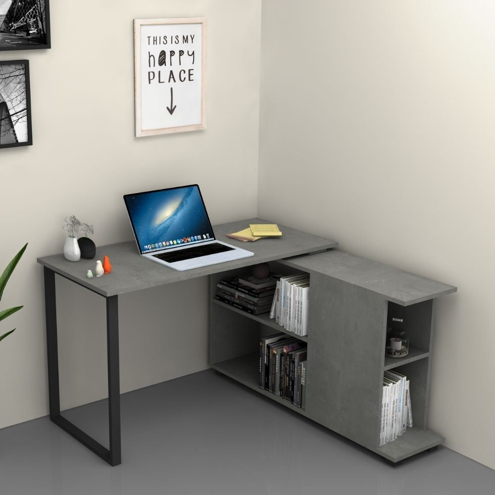Scrivania con libreria colore cemento 120x60 cm Oslo