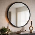 Specchio decorativo rotondo da parete 60x60 cm con cornice nera MR005