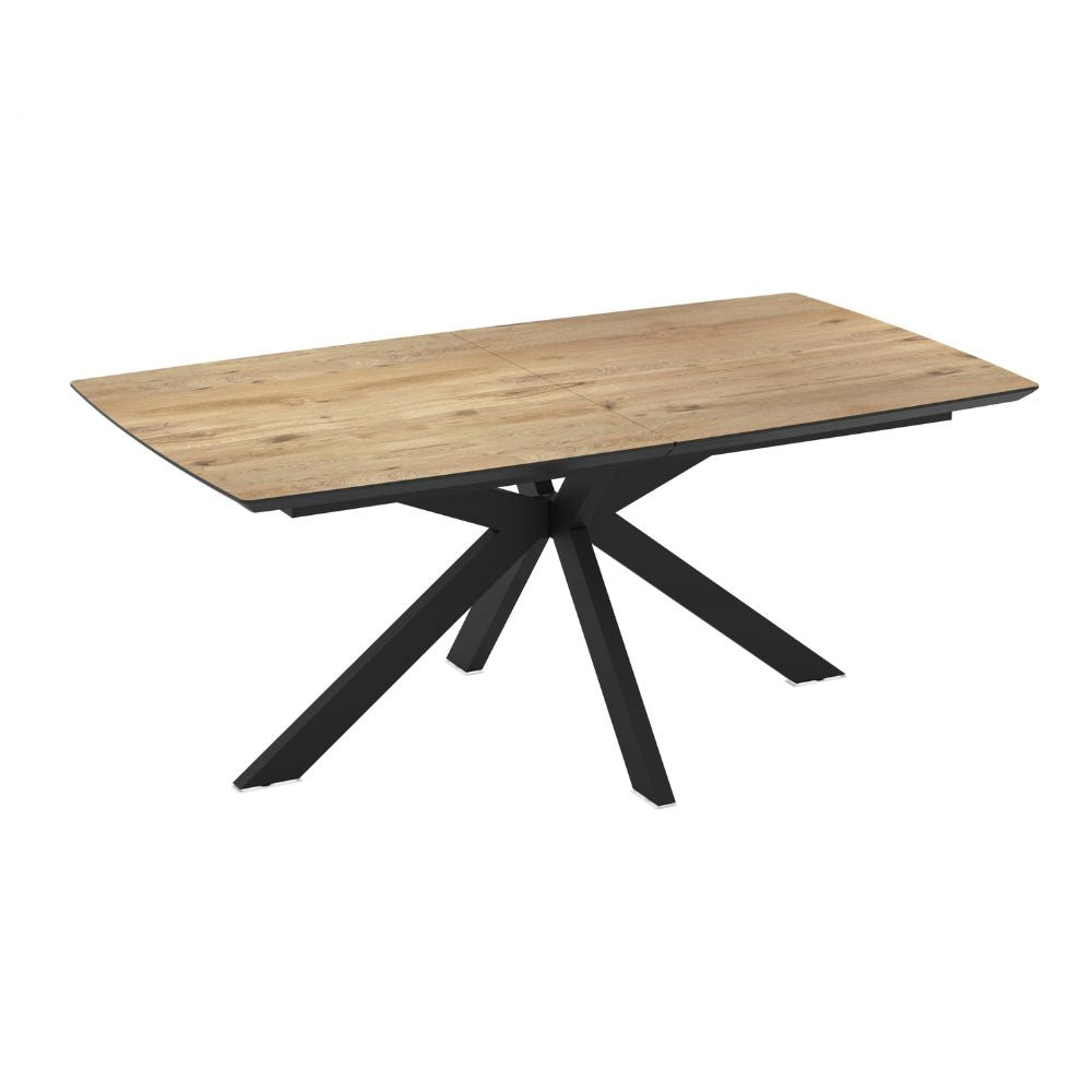 Table extensible plateau chêne et piètement noir 180/240x100x76H Verano