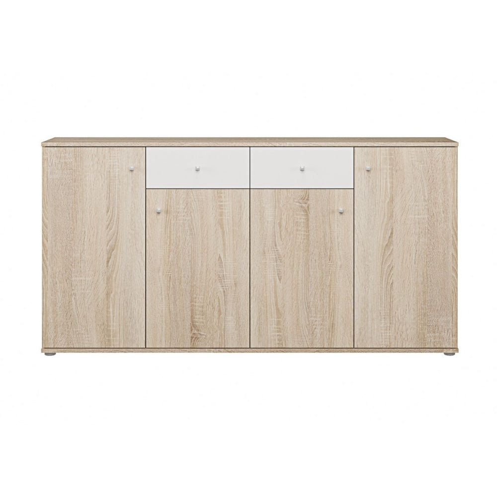 Madia 4 ante e 2 cassetti in rovere e bianco 159 cm Nilo