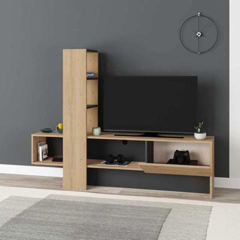 Mobile porta TV Troya rovere antracite con anta a ribalta