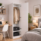Armoire à 1 porte et étagère, couleur blanc frêne, 45x60x180H cm