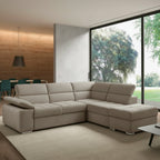 Divano letto angolare reversibile con pouf contenitore tortora Capri