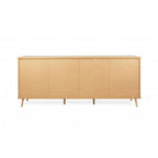 Madia in legno 209,6x88,3h cm con tre ante e vano a giorno colore rovere, antracite e grigio - Epik 56