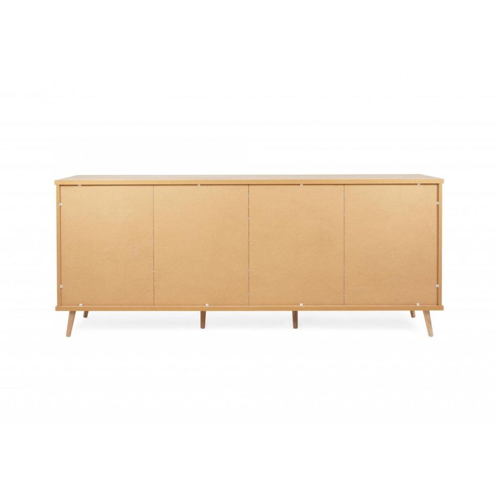 Madia in legno 209,6x88,3h cm con tre ante e vano a giorno colore rovere, antracite e grigio - Epik 56