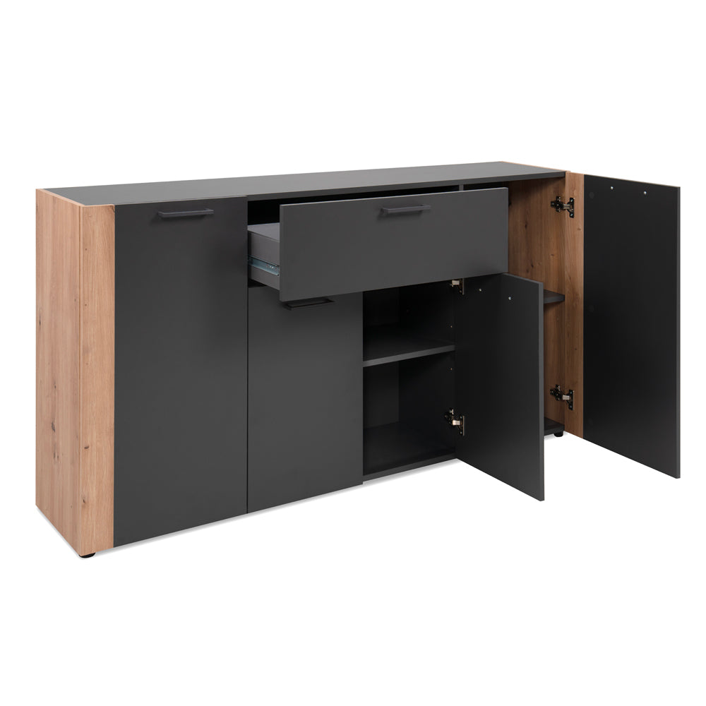 Madia 4 ante e 1 cassetto colore antracite con laterali in rovere artisan 162 cm Cento51A