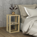 Comodino in legno 34x55h cm con due ripiani colore rovere - Lonie