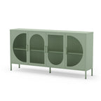 Credenza in metallo con 4 ante reticolate verde 160x40x90H cm - Tayra