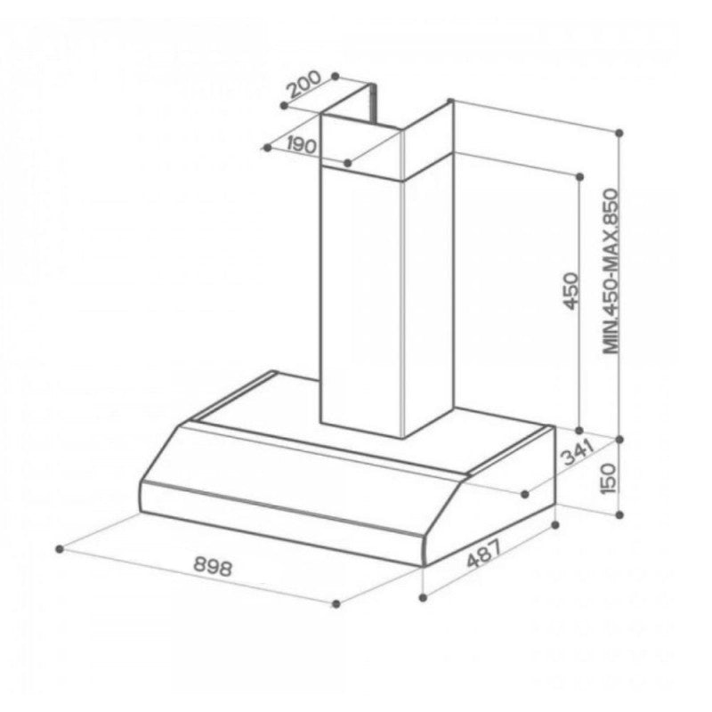 Cappa a parete Ionica Plus XA90 3 livelli velocità inox classe D Faber