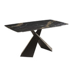 Tavolo piano ceramica effetto marmo nero e gambe incrociate 160x90x76H Jarvis