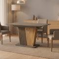 Tavolo allungabile con piano e base cemento e struttura portante in rovere con dettaglio listellare 120x75x75H Luna