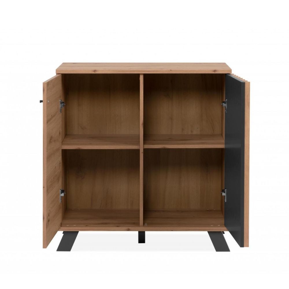 Sideboard mit 2 Türen und Einlegeböden, Farbe Eiche und Anthrazit 80x85H cm - Medan01D