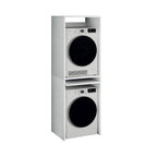 Colonna lavanderia coprilavatrice e copriasciugatrice 71x65x210 cm bianco frassinato con ripiano estraibile