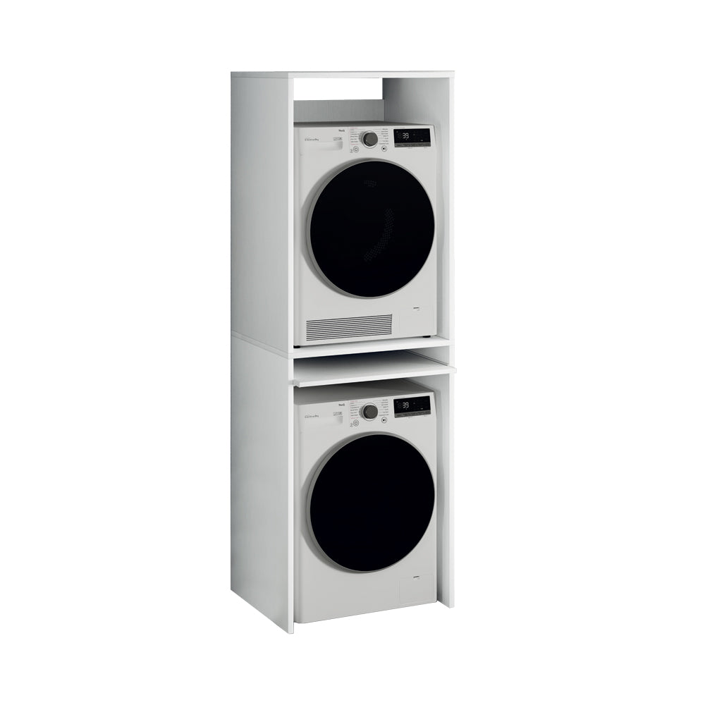 Colonna lavanderia coprilavatrice e copriasciugatrice 71x65x210 cm bianco frassinato con ripiano estraibile