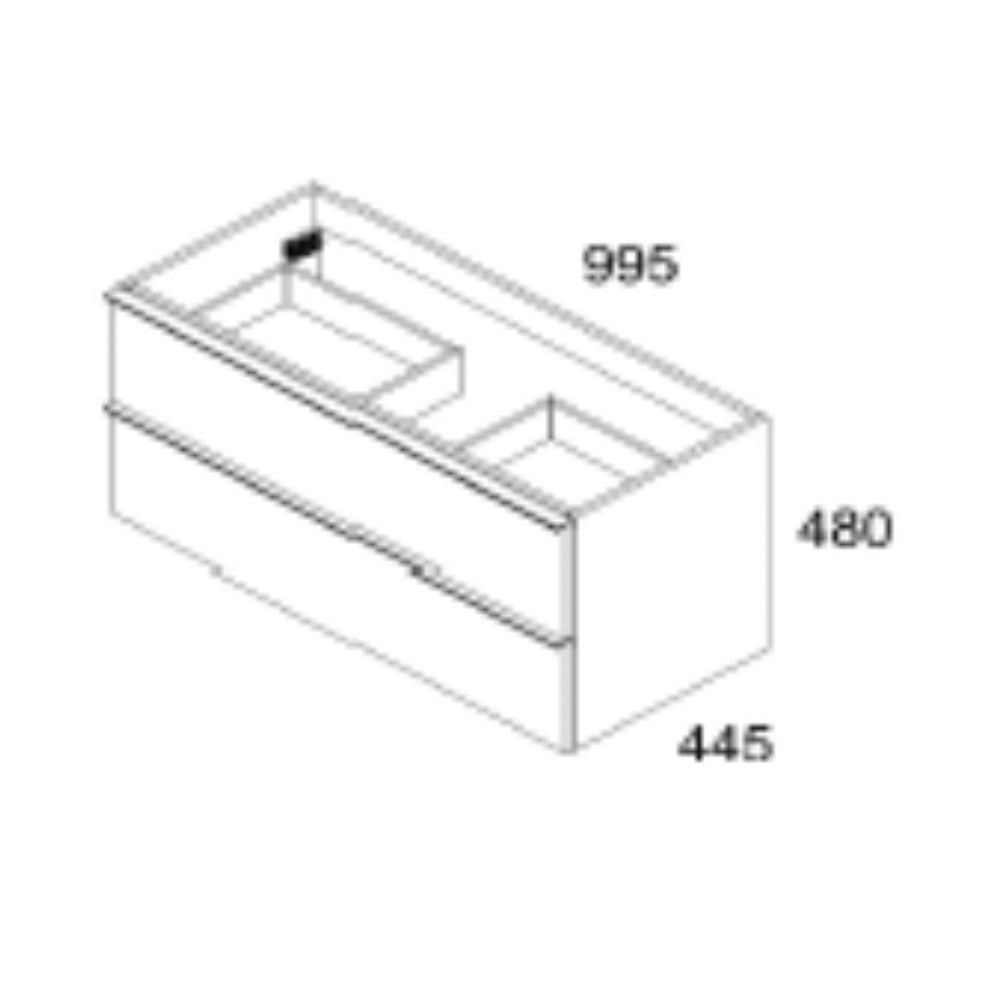 Mobile da bagno sospeso 100 cm con 2 cassettoni colore rovere chiaro effetto cannettato - Elius