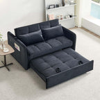 Divano letto in velluto nero con porta USB e tasca laterale 140,5x94,5x82H Clorene