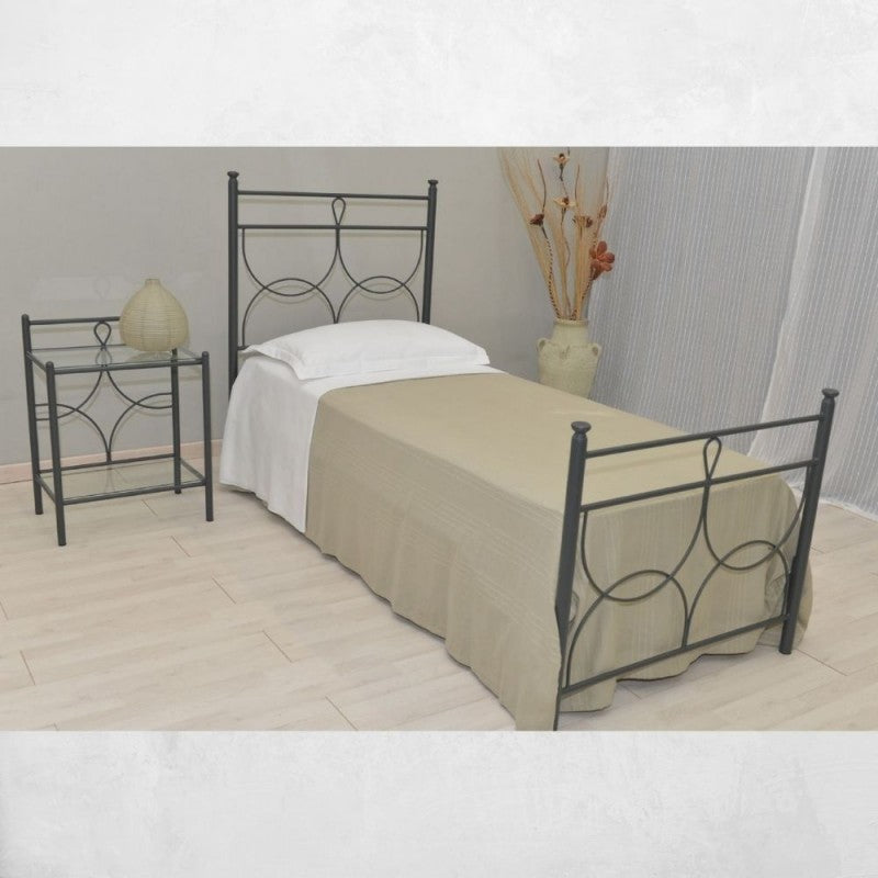 Lit simple en fer forgé couleur anthracite 90x201 cm - Silene