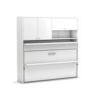 Lit escamotable simple avec bureau coulissant couleur blanc 207 cm - Nitro