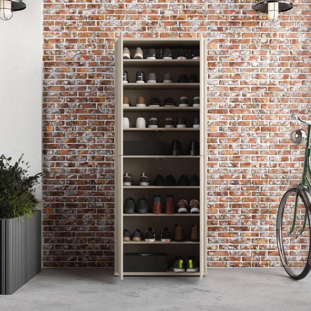 Armoire polyvalente 4 portes 74.5x35x192 coloris cachemire Medea