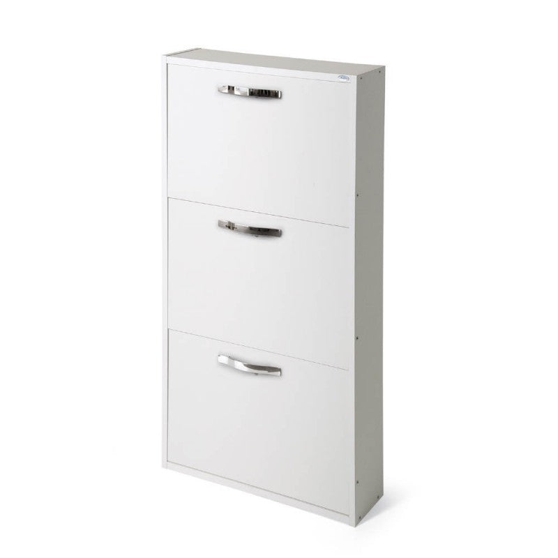 Scarpiera con 3 ante salvaspazio colore bianco frassinato 65x15x108H cm - Serena