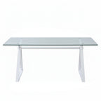 Tavolo da pranzo 180×90 cm in vetro temperato con gambe a cavalletto bianche Skylar