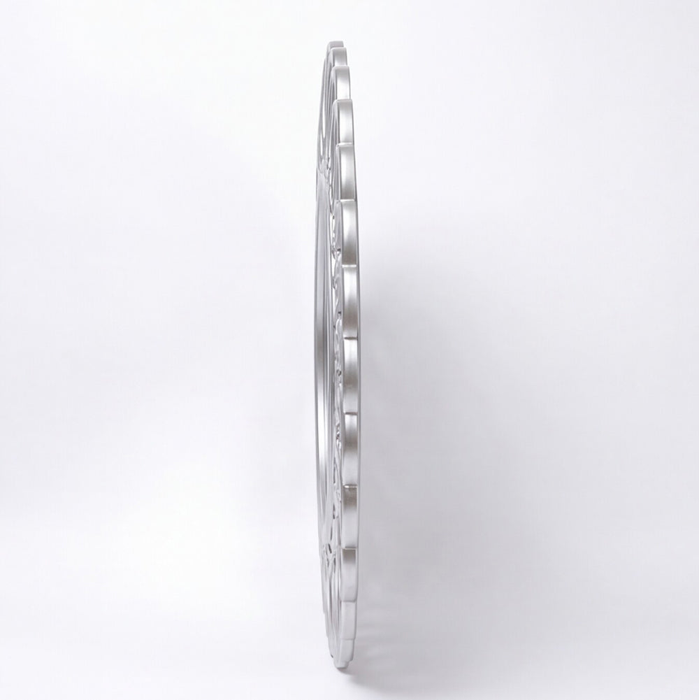 Specchio decorativo rotondo da parete 60x60 cm con cornice ad anelli concatenati silver MR741