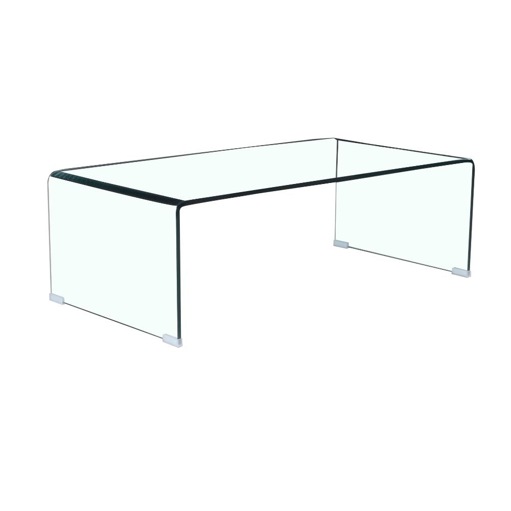 Tavolino da salotto rettangolare in vetro curvato 110x35H cm - Cedro